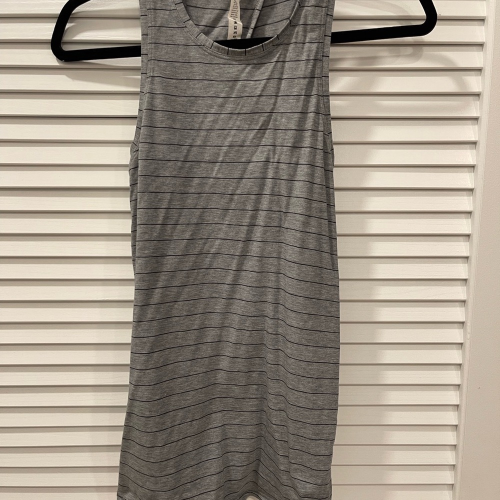 Grey and white striped Lululemon tank top